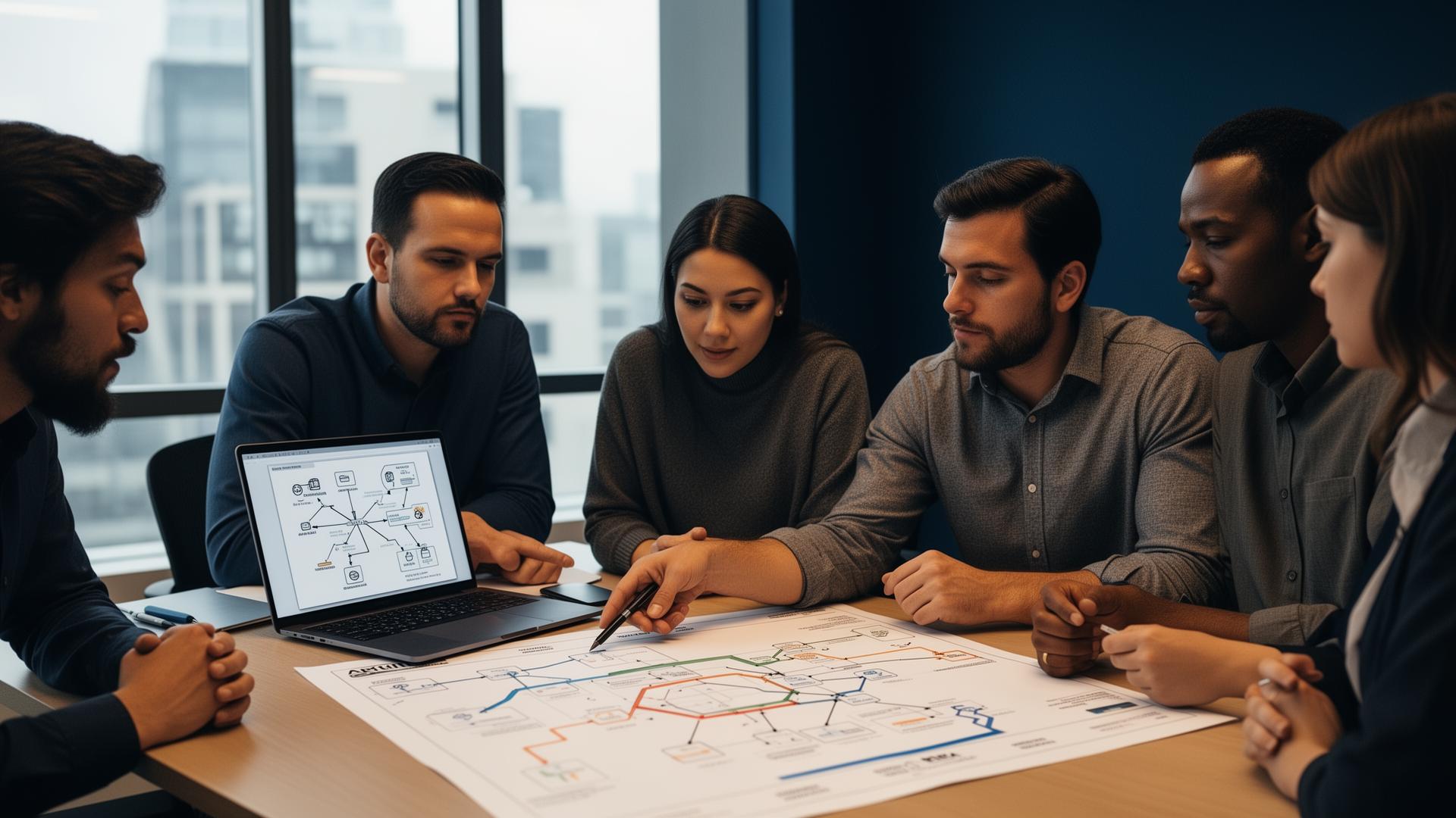 Technology advisor reviewing infrastructure and growth plans with a business leadership team